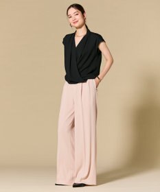 BEIGE， OLIVE / カシュクールフレンチスリーブブラウス