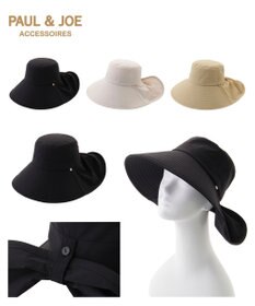 MOONBAT 【遮光100％/遮熱/UVカット】PAUL&JOE ACCESSOIRES(ポール&ジョー）後ろ垂れ 広つばハット 帽子 サイズ調整可能 手洗い可能