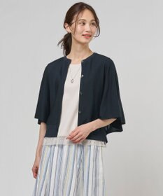J.PRESS LADIES COTTON ACETATE DRY バタフライスリーブ カーディガン ネイビー系