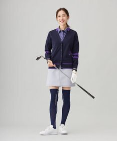 23区GOLF 【WOMEN】【吸水速乾/UVカット】アザミ小紋柄半袖ポロシャツ