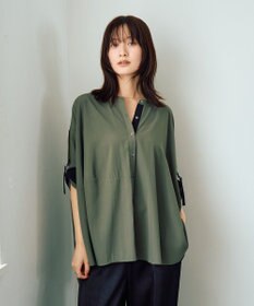 YECCA VECCA 2wayドロストスリーブバンドカラーシャツ