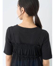 earth music&ecology ＳＥＴ２点チュールビスチェ＋リブプルオーバー