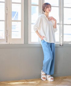 Feroux ベルト付き テンセルデニム ワイドパンツ