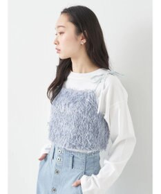 earth music&ecology 肩リボンフェザービスチェ