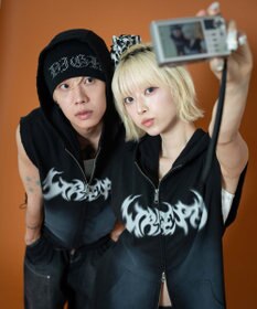 WEGO 【ユニセックス着用ITEM】ダブルニーロゴデニムショーツ