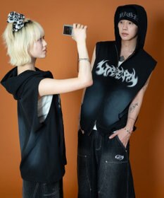 WEGO 【ユニセックス着用ITEM】ダブルニーロゴデニムショーツ