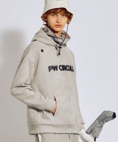 PW CIRCULUS 2025 NEW！【手洗い洗濯可】【MEN】キャットグラフィック スエードライク デタッチャブルフーディ ゴルフ グレー系