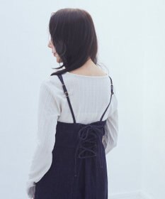 earth music&ecology バックレースアップデニムキャミワンピース