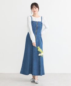 earth music&ecology バックレースアップデニムキャミワンピース