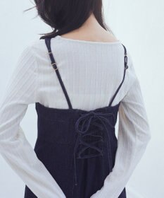 earth music&ecology バックレースアップデニムキャミワンピース