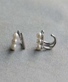 Phoebe 〈シリーズ累計販売15000点突破！〉ダブルデコレイトカフイヤリング　シルバー