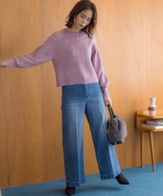 組曲 【WEB限定】モヘヤブレンド ビジューライク刺繍ニット