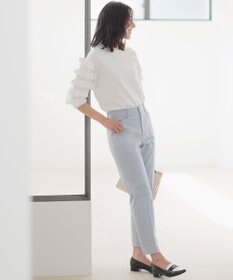 組曲 【WEB限定】サテンストレッチ クロップドパンツ