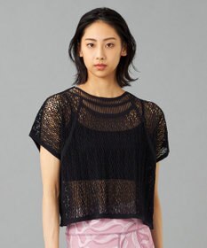 Chacott 【ノーソーイングニット】ランダムメッシュニットTシャツ