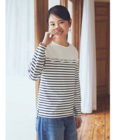 earth music&ecology レースボーダーカットソープルオーバー