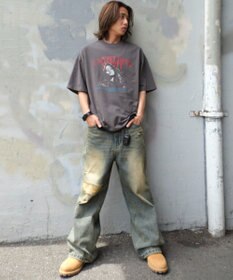 WEGO 【ユニセックス着用ITEM/SMLサイズ展開】ヴィンテージライクグラフィックT（SS）