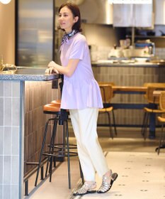 自由区 【XSサイズ～/洗える】クレープストレッチペプラム ニット