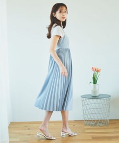 Feroux 【洗える】プリーツコンビ ジャンパースカート