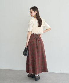 earth music&ecology バックレースアップチェックスカート