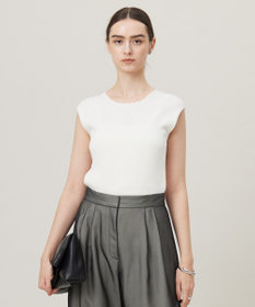 ICB 【洗える】オーガニックコットンリブ ノースリーブニット オフホワイト系