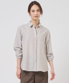 J.PRESS LADIES S リネンMIX ストライプ シャツ ブラウス