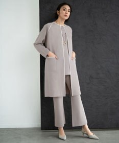 自由区 【XSサイズ～/洗える/セット着用可】ドライコットンハイゲージ フレアシルエット ニットパンツ