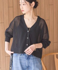 AMERICAN HOLIC ウォッシャブルショート丈シアーカーディガン