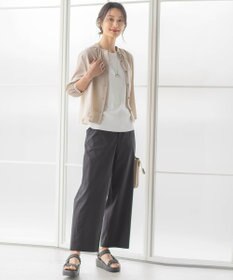 J.PRESS LADIES L 【洗える】リネンストレッチ ワイド パンツ