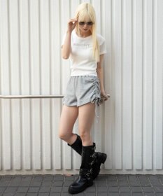 WEGO 【セットアップ対応】サイドドロストスウェットショートパンツ