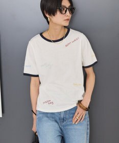 AMERICAN HOLIC ランダムロゴ刺繍リンガーTシャツ