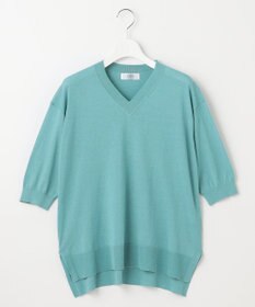 J.PRESS LADIES L 【洗える】COTTON LINEN Vネック ニット