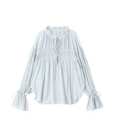 YECCA VECCA シャーリングギャザーリボンブラウス