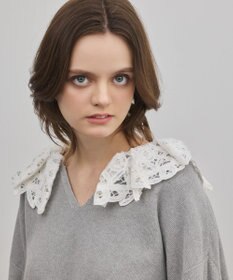 GRACE CONTINENTAL レースカラーニットトップ