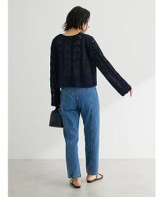 Green Parks 格子柄編みニットカーディガン