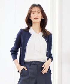 J.PRESS LADIES 【洗える・イージーケア】 SYNTHETIC BASIC ワイドリブ クルーネック カーディガン
