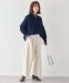 ANY 【洗濯機可/ウエストゴム】ウーリッシュ２タックワイドパンツ