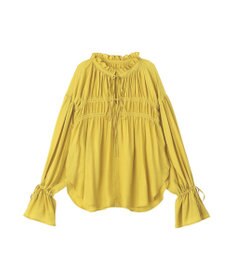 YECCA VECCA シャーリングギャザーリボンブラウス