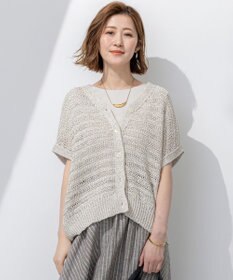 23区 L 【洗える】テープミックススカシ ドルマン ニットベスト