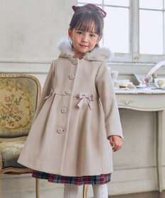 ANY KIDS 【フード取り外し可能】ウールライクコート ベージュ