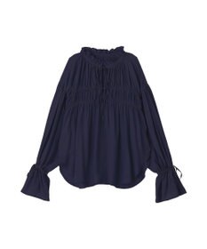 YECCA VECCA シャーリングギャザーリボンブラウス