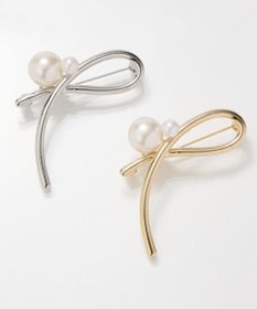 Phoebe クロスメタルパールブローチ　シルバー