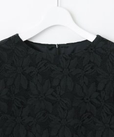 自由区 【洗える】フラワーコードレース ペプラムブラウス