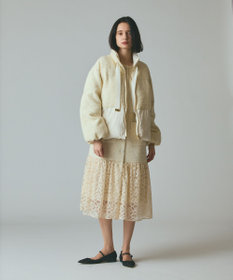 【未使用級】GRACE CONTINENTA ファーツイード ブルゾン 白 36 ツイードコンビパフィーブルゾン / GRACE CONTINENTAL | GRACE