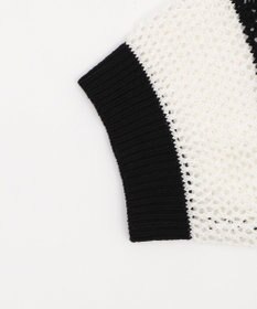 WEGO 襟付きリボンメッシュショートカーデ