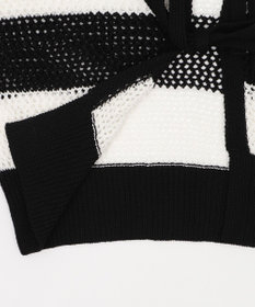 WEGO 襟付きリボンメッシュショートカーデ