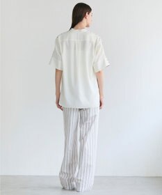 BEIGE， QUARTZ / 異素材コンビ ストライプシャツ