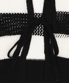 WEGO 襟付きリボンメッシュショートカーデ