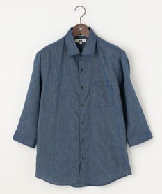 JOSEPH ABBOUD 【サスティナブル・７分袖】コットンリヨセルリネンコードストライプ シャツ