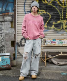 WEGO ブリーチニットグラフィックプルオーバー