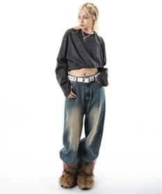 WEGO 【ユニセックス着用ITEM/MLサイズ展開】コールドダイダメージアップリケT（LS）